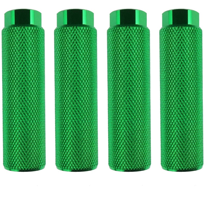 Zelerdo 2 Pairs Aluminum Alloy Bike Pegs for Mountain Bike Cycling Rear Stunt Pegs Fit 3/8 inch Axles (Pure Green, 100x28 mm) - Image 1